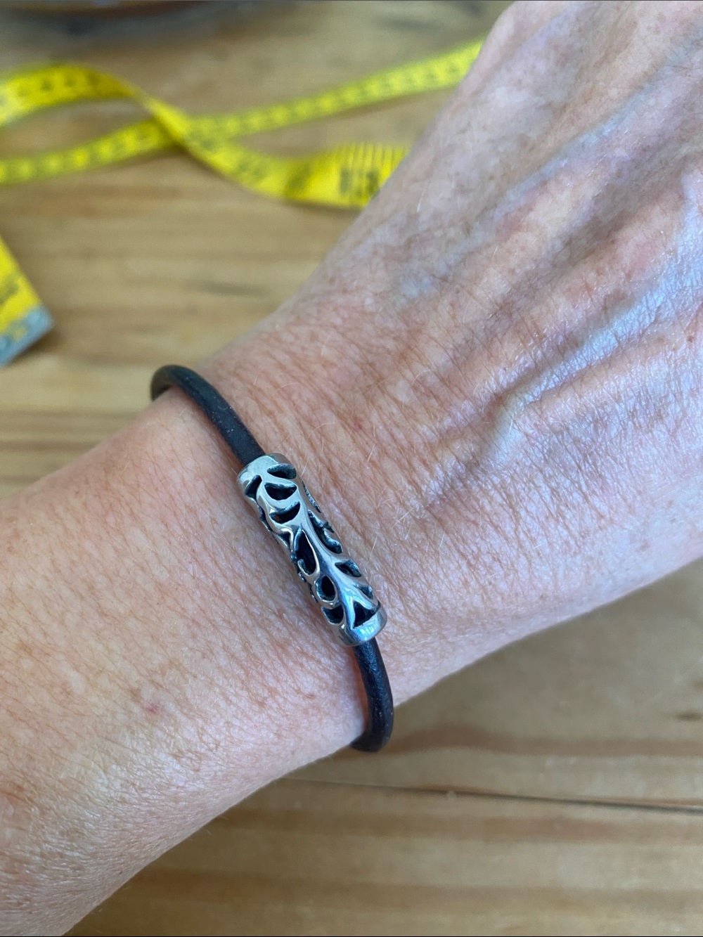 Brown Leather Cord Bracelet with Silver Accent